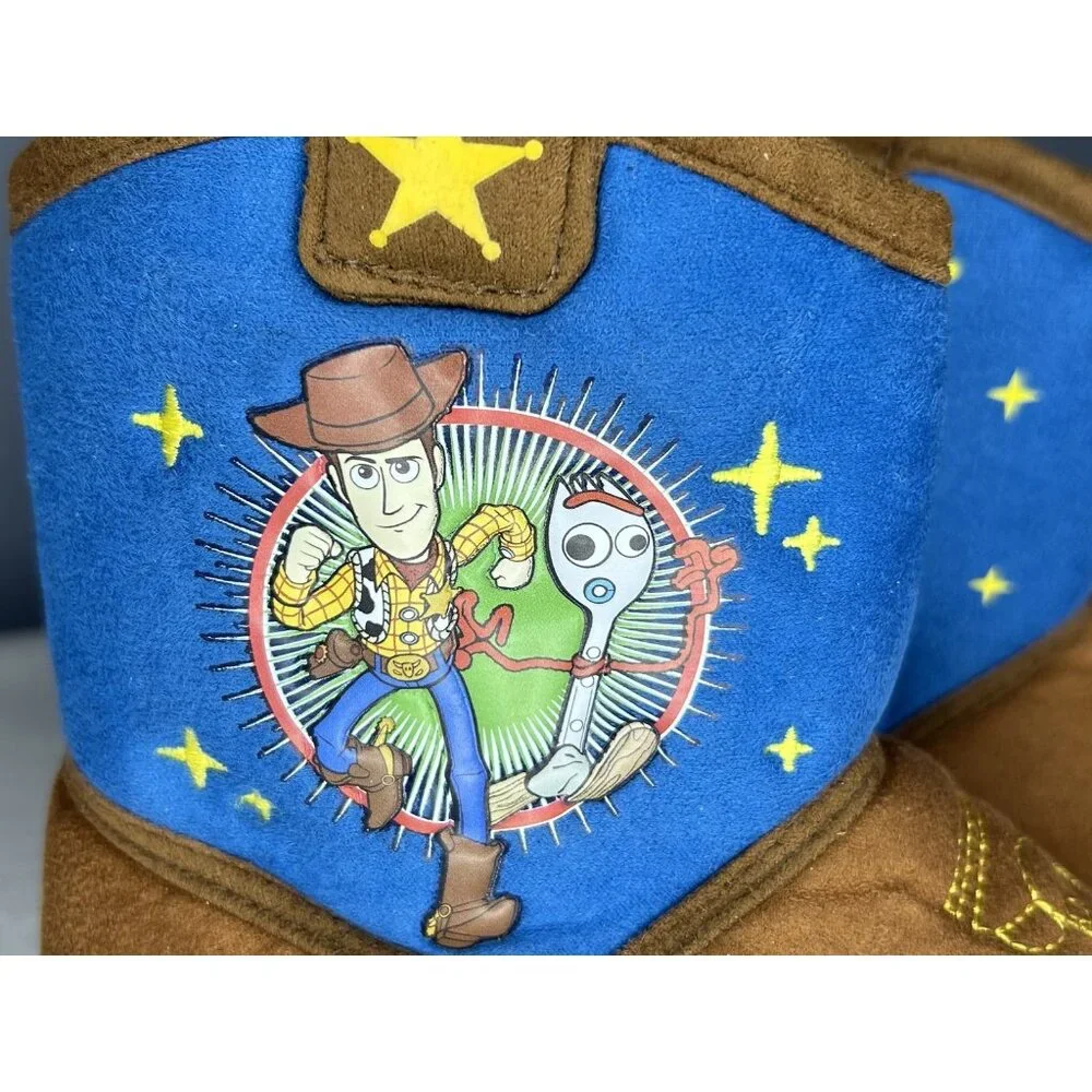 Toy Story 4 Woody Forky Slipper Boots Toddler Size 5-6 Disney Pixar Cowboy Shoes